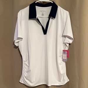 White and Navy Polo Shirt- for golf or tennis